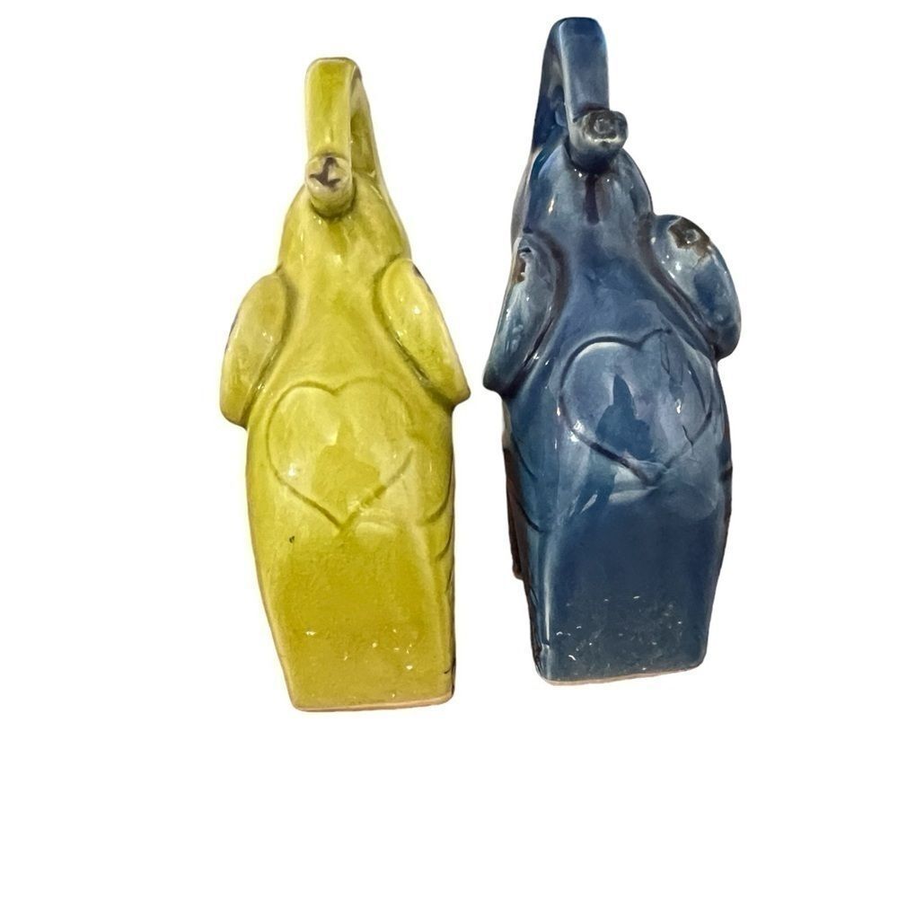 Barinas Elephant Statuaries Crackle Glaze chartreuse green glue color - Picture 8 of 12